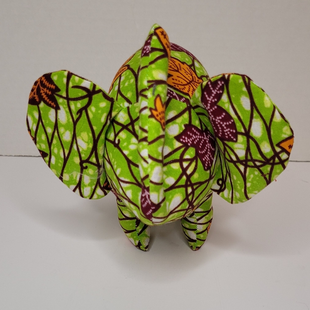 Lovely Fall Leaf Motif Green Small Stuffed Elephant Accent Pillow RARE - Picture 7 of 14